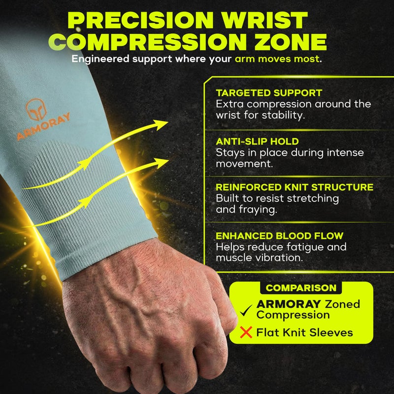 ARMORAY Arm Sleeves for Men & Women - 4 Pair UV Sun Protection Cooling Compression - Tattoo Cover Up Sleeve for Daily Wear & Work (4 Colors) - Image 5