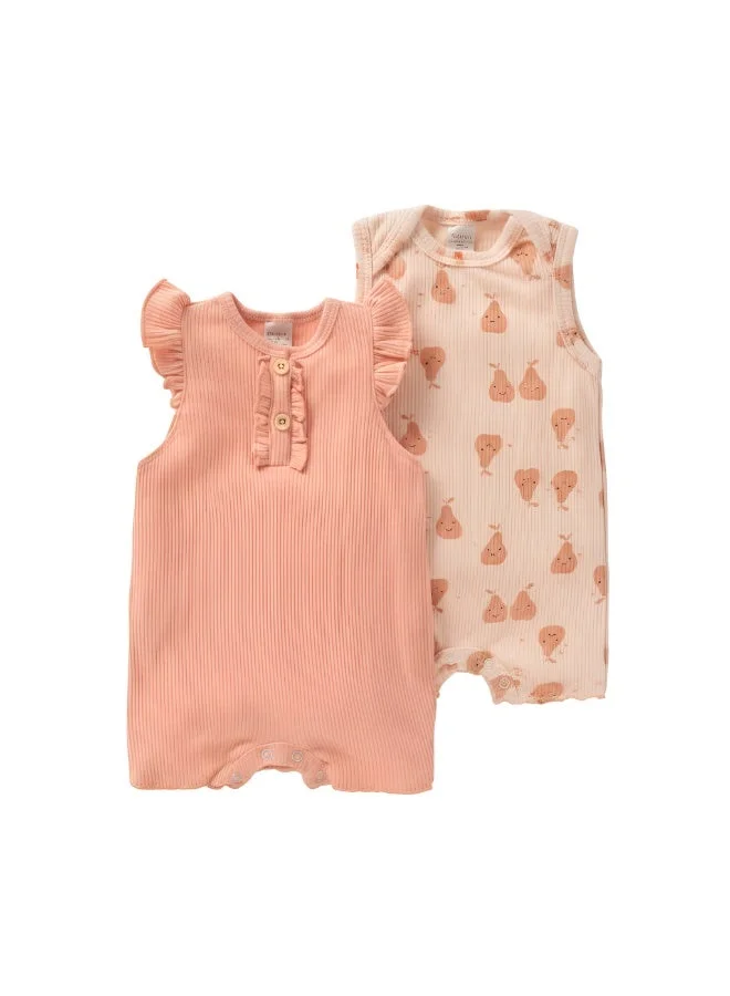 Bambimici Bambimici Athena 2- Piece Sleeveless Pear Print Baby BodySuit - Peach