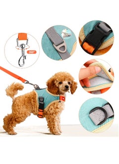 Generic Pet Harness and Lead Set for Walking, Adjustable Soft Reflective Strip Faux Suede Escape Vest Harness and Leash Cat Kitten Walking Vest with Leash for Cats and Small Dogs Orange and Lake Blue, L  - Image 2