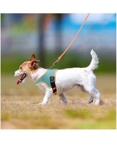 Generic Pet Harness and Lead Set for Walking, Adjustable Soft Reflective Strip Faux Suede Escape Vest Harness and Leash Cat Kitten Walking Vest with Leash for Cats and Small Dogs Orange and Lake Blue, L  - Image 3