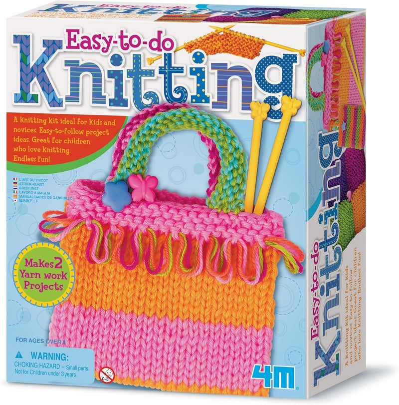 4M Easy-to-do Knitting Art Kit for Kids - Create Your Own Handbag, Pillow, and iPod Case - Image 1