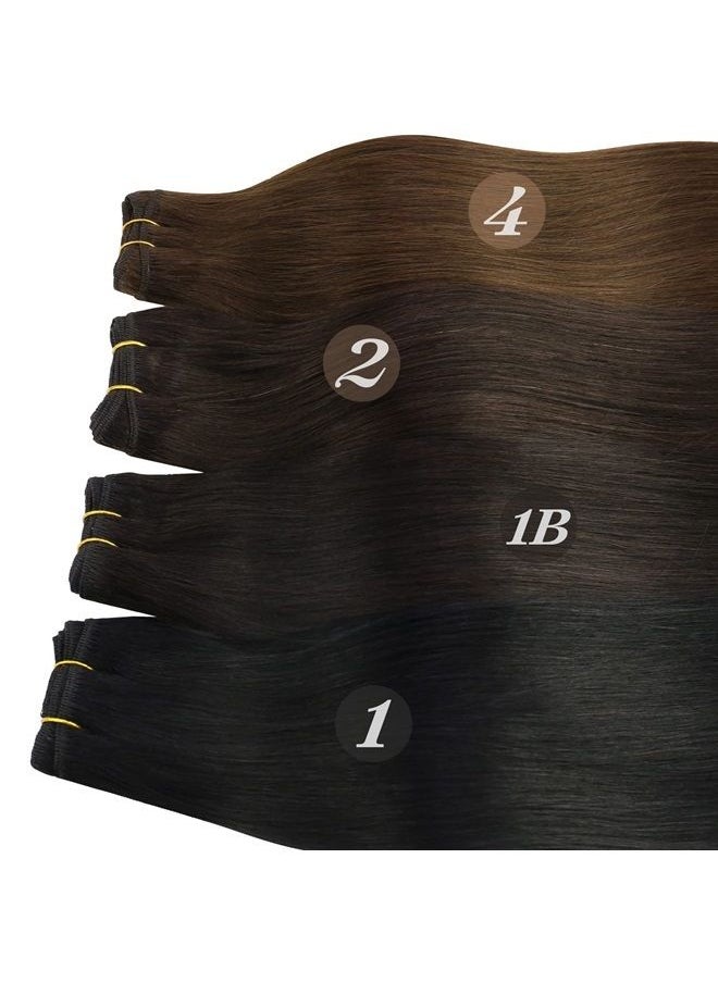 Sunny Hair - Sunny Black Sew in Hair Extensions Real Human Hair Jet Black Weft Hair Extensions Human Hair Double Weft Fashion Hair Extensions Real Human Hair Sew in Extensions for Thickness 20inch 100g - Image 1