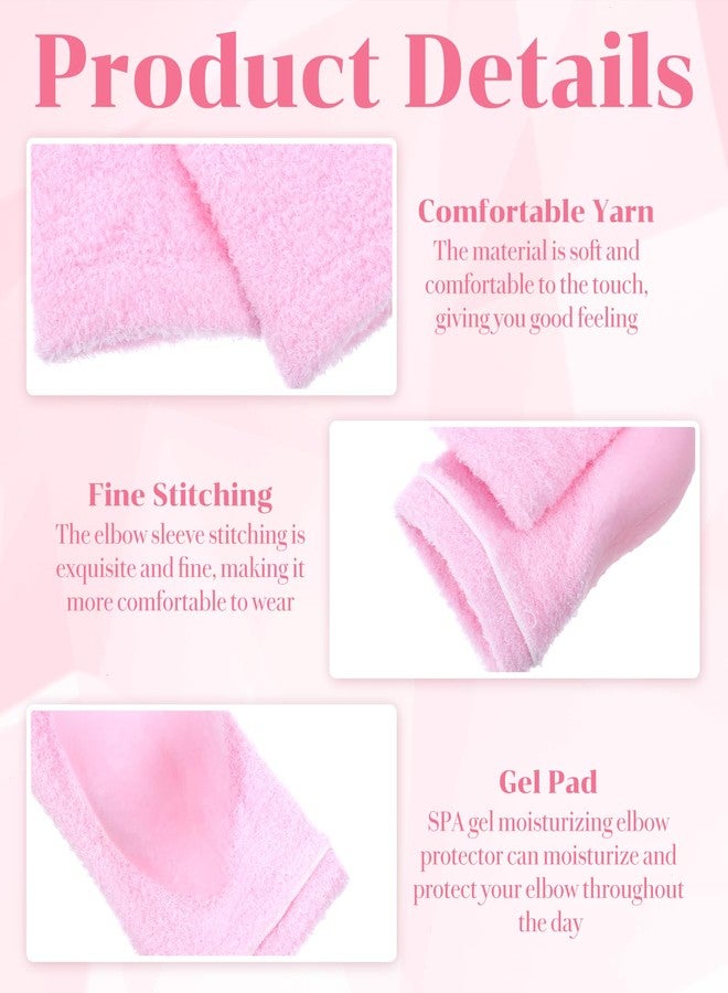Classicseali 2 Pairs Elbow Pads for Women,Elbow Moisturizing Sleeve,6.9 X 3.7 in Soft Gel Elbows Protector Sleeve for Spa Moisturizing Dry Cracked Skin Care,Pink & Black - Image 3