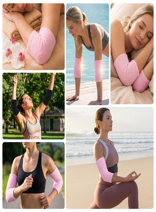 Classicseali 2 Pairs Elbow Pads for Women,Elbow Moisturizing Sleeve,6.9 X 3.7 in Soft Gel Elbows Protector Sleeve for Spa Moisturizing Dry Cracked Skin Care,Pink & Black - Image 5