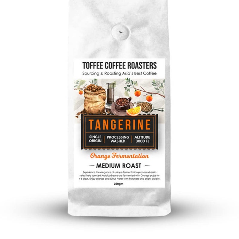 Toffee Coffee Roasters | Tangerine: Orange Fermented Coffee | 100% Arabica | Medium Roast | Grounded Coffee Notes: Orange and Citrus Notes | Grind: Moka Pot| Freshly Roasted | 250 gm - Image 1