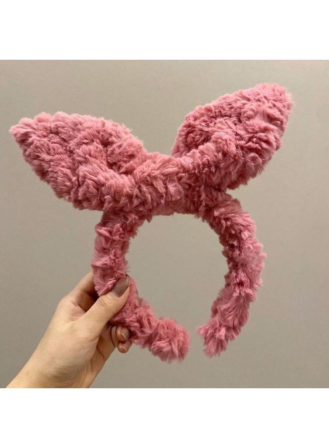 Animal Ear Headbands 5991 fried rabbit headband-rose red Halloween Costume Accessories Cute Fancy Headwear for Girls & Women - Image 1