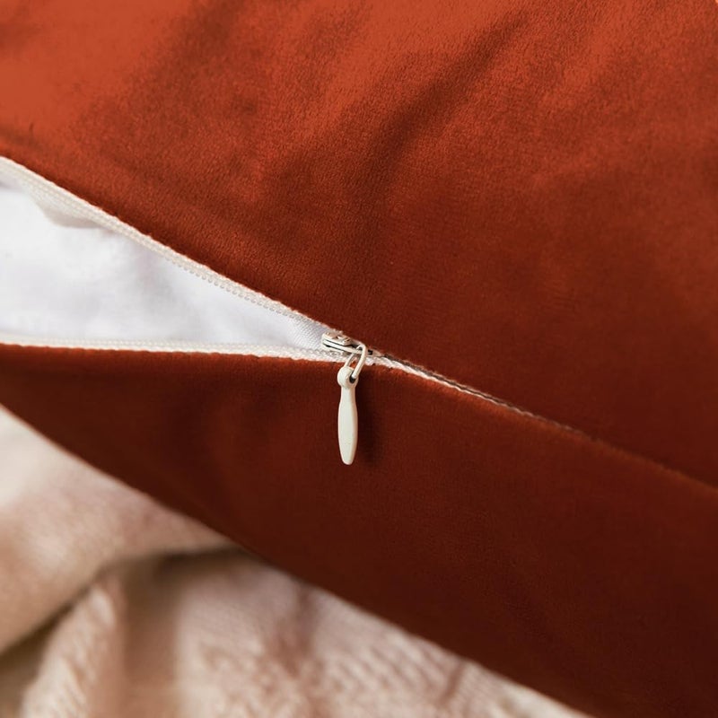 ميولي حزمة Miulee من 2 وسادة برتقالية محترقة 18x18 بوصة مخملية ناعمة سقوط السقوط أغطية وسادة مجموعة الأريكة زخرفية وسادة وسادة مربعة وسادة لأريكة غرفة نوم - Image 3