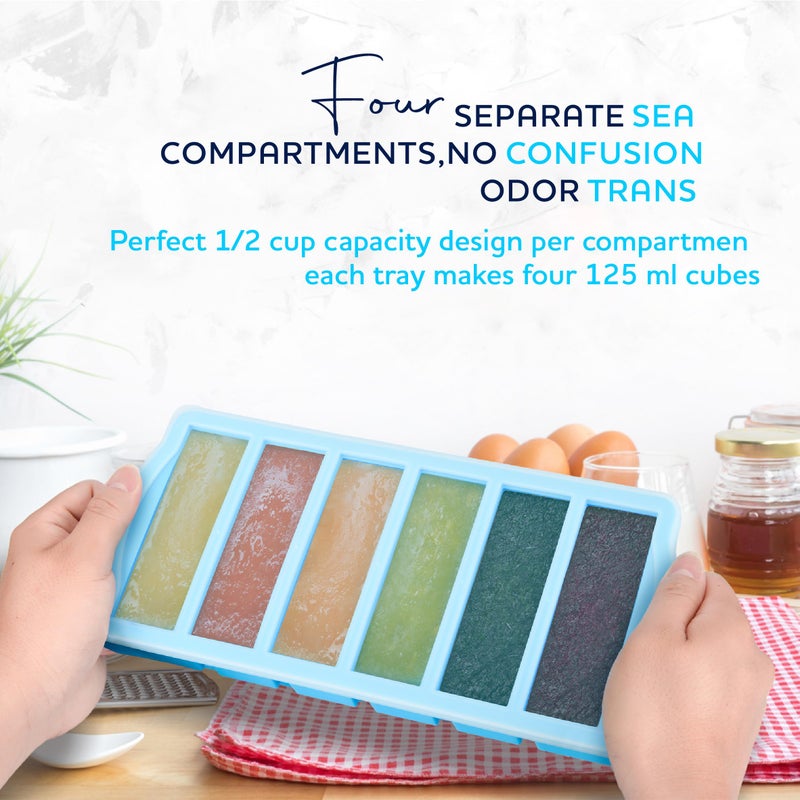 ZIP STANDING Silicone Freezer Molds with Lids, 1/2 Cup Soup Freezer Container Reinforced Steel Ring Top for freezing Soup Sauce Broth Leftovers, Silicone Freezer tray 2-Pack, Oven & Dishwasher Safe - Image 3