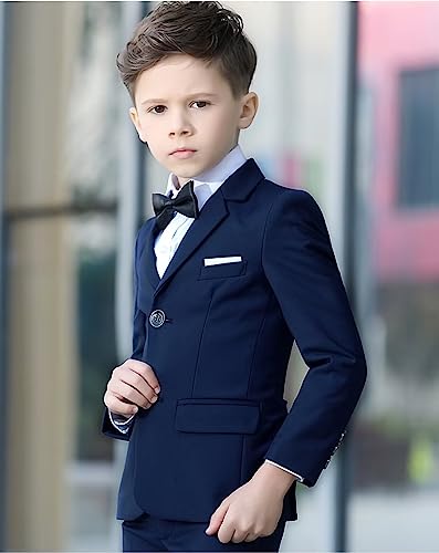 YuanLu Baby Boys Navy Blue Formal Suits Slim Fit Ring Bearer Outfit 5T Suit for Toddler Boys Kids Wedding Guest Tuxedo Suit - Image 5