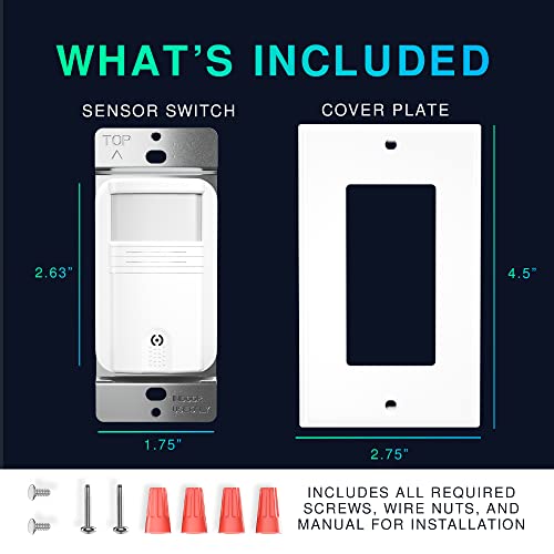 EverElectrix 2 Pack Motion Sensor Light Switch, Neutral Wire Required, Single Pole Only (Not 3-Way), Indoor in-Wall Occupancy Sensor with Wall Plate, Adjustable Timer, Title 24, UL Certified, White - Image 4