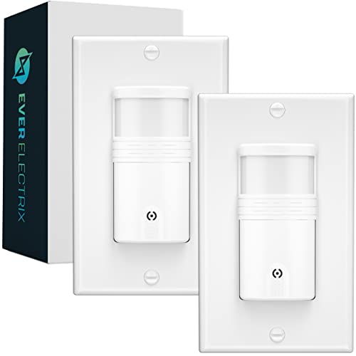 EverElectrix 2 Pack Motion Sensor Light Switch, Neutral Wire Required, Single Pole Only (Not 3-Way), Indoor in-Wall Occupancy Sensor with Wall Plate, Adjustable Timer, Title 24, UL Certified, White - Image 1