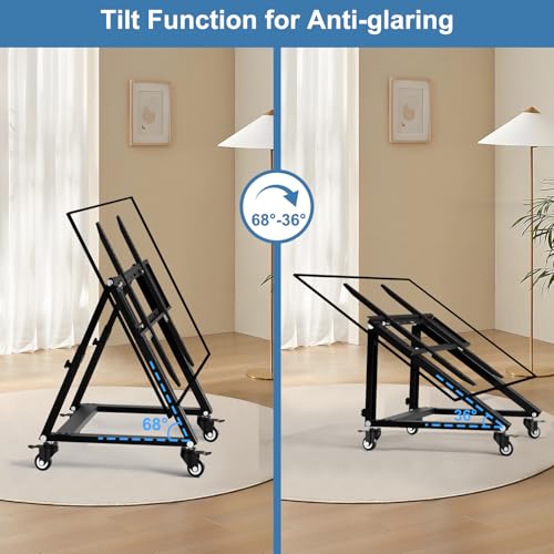 Duiliuu Low Height Mobile TV Stand, Low TV Stand with Wheel for 26-65 inch TV, Hight Adjustable, 36° -68° Adjustable Viewing Angle,Max 50KG, Vesa 600×500, Confidence Monitor Stand - Image 3