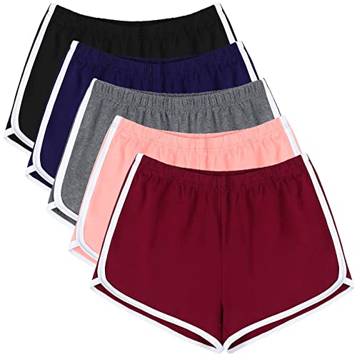 URATOT 5 Pack Shorts for Women Summer Casual Lounge Short Comfy Cotton Dolphin Shorts Athletic Gym Yoga Running Short Pants - Image 1
