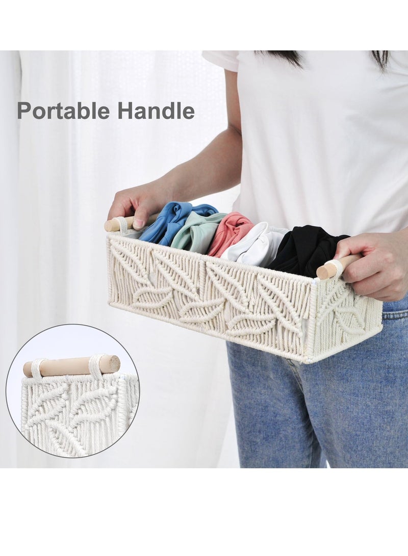 SYOSI Toilet Paper Basket for Bathroom Set of 2 Boho Toilet Paper Holder for Back of Toilet Tank Top Countertop Entryway Bedroom Decorative Gift Baskets Small Woven Organizer Storage Bins for Organizing  - Image 5