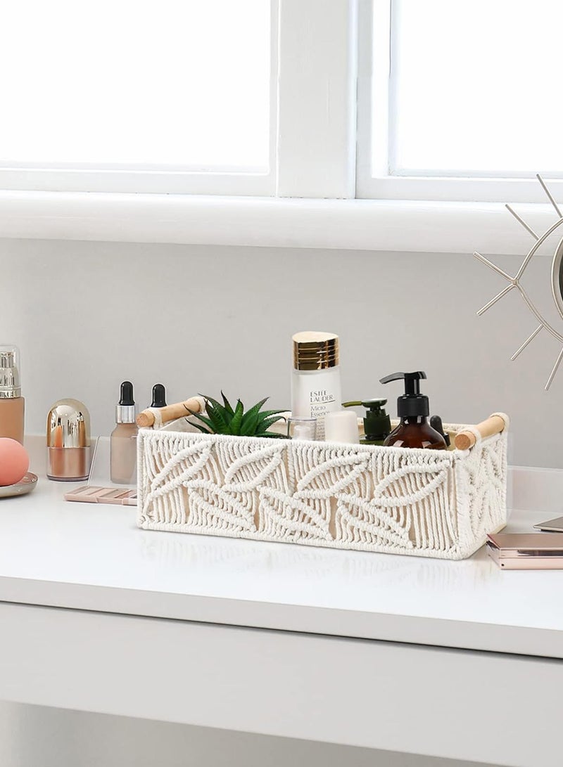 SYOSI Toilet Paper Basket for Bathroom Set of 2 Boho Toilet Paper Holder for Back of Toilet Tank Top Countertop Entryway Bedroom Decorative Gift Baskets Small Woven Organizer Storage Bins for Organizing  - Image 4