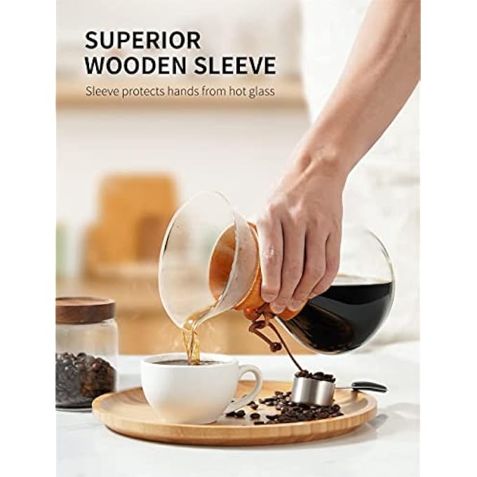SYOSI Pour Over Coffee Maker Coffee Dripper Brewer And Glass Coffee Pot High Heat Resistant Decanter Reusable Stainless Steel Drip Filter With Ergonomic Handle For MessFree Pouring 135 Ounce - Image 3