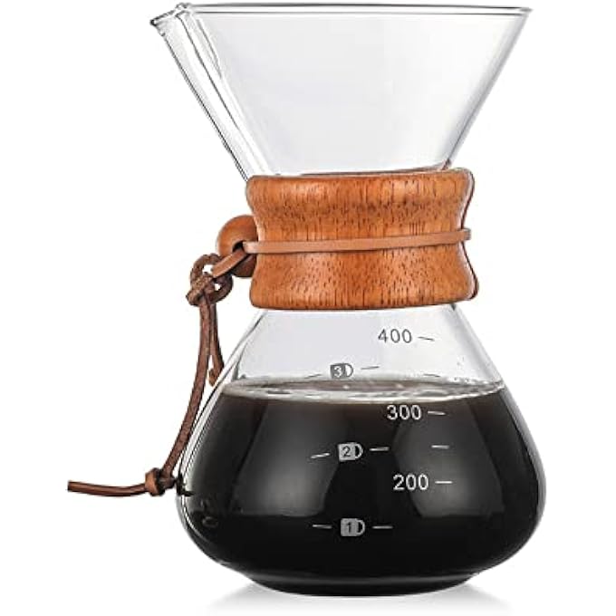 SYOSI Pour Over Coffee Maker Coffee Dripper Brewer And Glass Coffee Pot High Heat Resistant Decanter Reusable Stainless Steel Drip Filter With Ergonomic Handle For MessFree Pouring 135 Ounce - Image 2