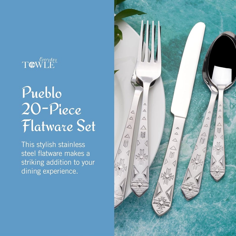 Towle Everyday Pueblo 20Piece Stainless Steel Flatware Set Service for 4 - Image 2