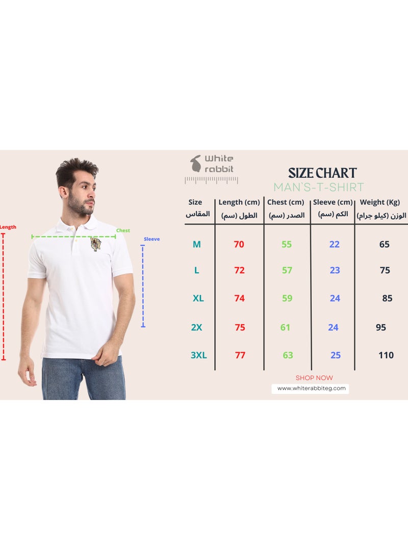 WHITE RABBIT Stitched Chest Logo Pique Patterned Polo Shirt  - Image 5