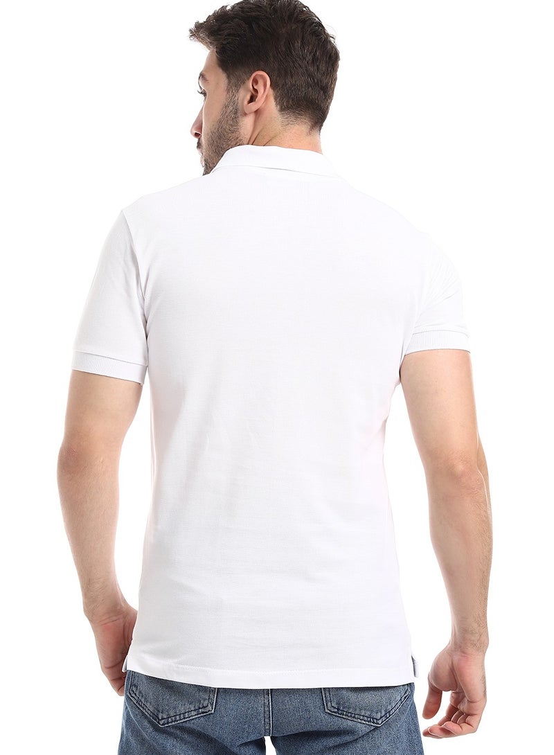 WHITE RABBIT Stitched Chest Logo Pique Patterned Polo Shirt  - Image 4