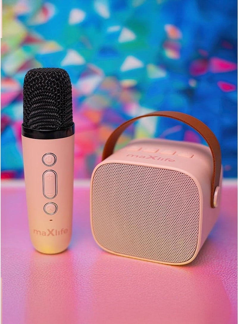 K1 Bluetooth Stereo Speaker with Microphone – Live Karaoke, Wireless Audio, Portable Mini Speaker, Built-in 800–1000mAh Rechargeable Battery, High SNR ≥100dB (K1PINK) - Image 1