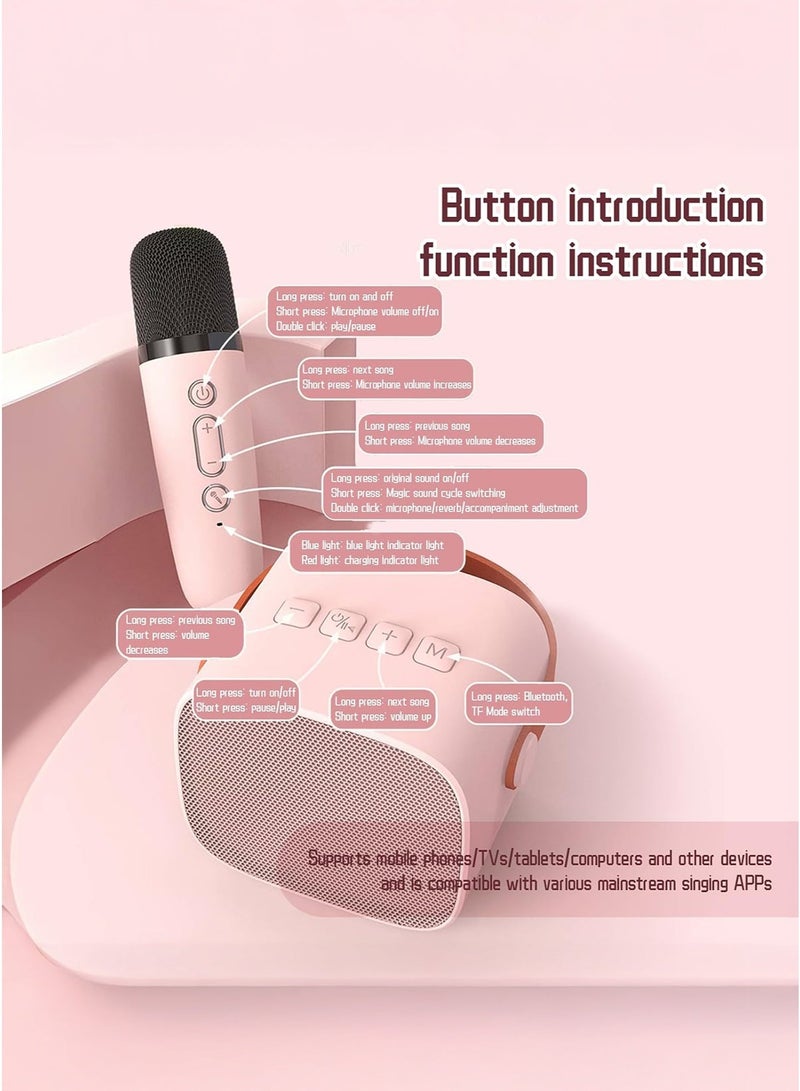 K1 Bluetooth Stereo Speaker with Microphone – Live Karaoke, Wireless Audio, Portable Mini Speaker, Built-in 800–1000mAh Rechargeable Battery, High SNR ≥100dB (K1PINK) - Image 3
