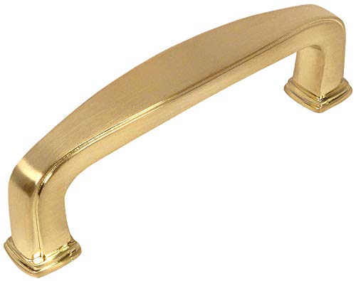 Cosmas 10 Pack 4389BB Brushed Brass Modern Cabinet Hardware Handle Pull 3 Inch 76mm Hole Centers