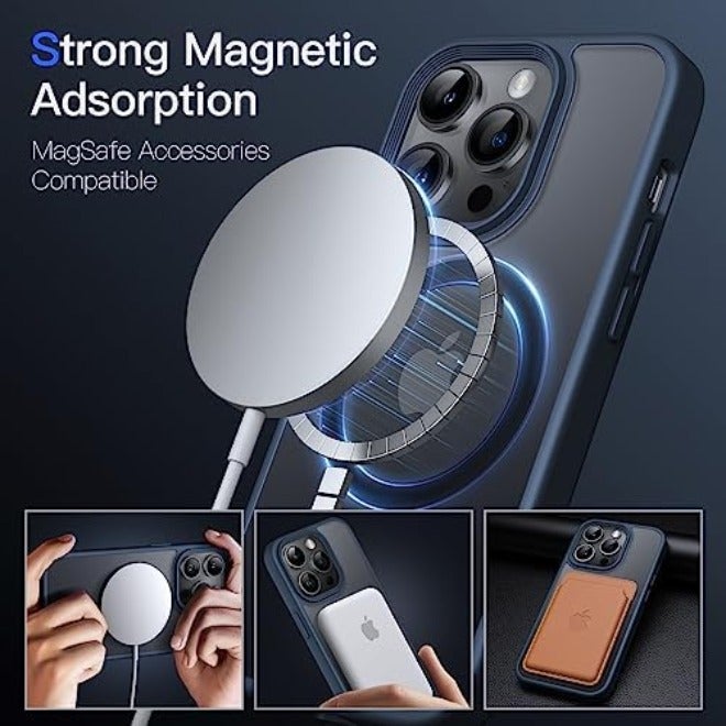 جي تيك غطاء JETech المغناطيسي لهاتف iPhone 14 Pro Max مقاس 6.7 بوصة، ظهر شفاف مطفي نحيف مقاوم للصدمات مع MagSafe، أسود - Image 5