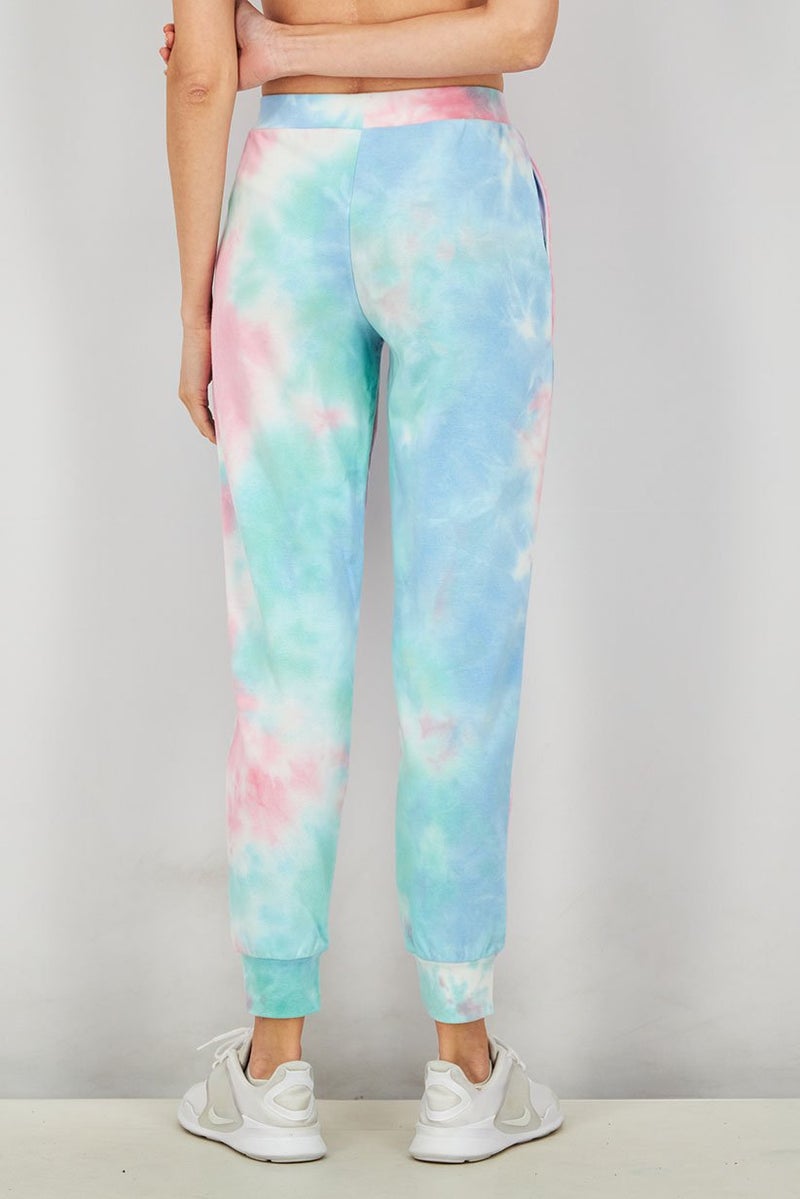 XOXO Women Regular Fit Tie Dye Pull On Pants, Turquoise and Pink and Blue - Image 3