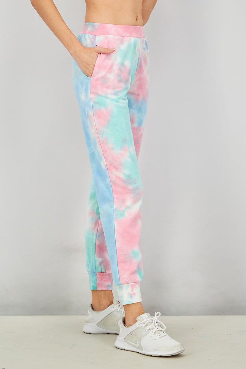 XOXO Women Regular Fit Tie Dye Pull On Pants, Turquoise and Pink and Blue - Image 2