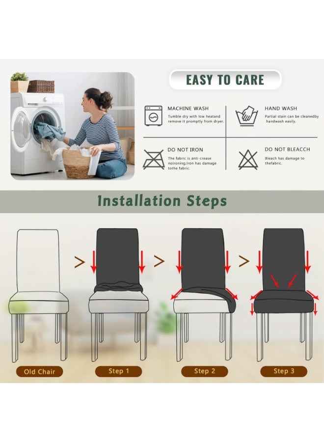 KINGMAZI Waterproof Chair Covers for Dining Room 6 Pack, Dining Chair Cover Removable Parson Chair Slipcover Chair Protectors Covers for Kitchen - Image 5