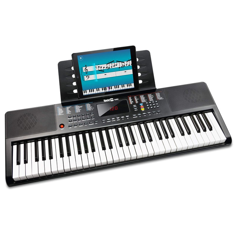 RockJam بيانو كهربائي مدمج بـ 61 مفتاح من روكجام مع شاشة LED، ملصقات مفاتيح ودروس - Image 2