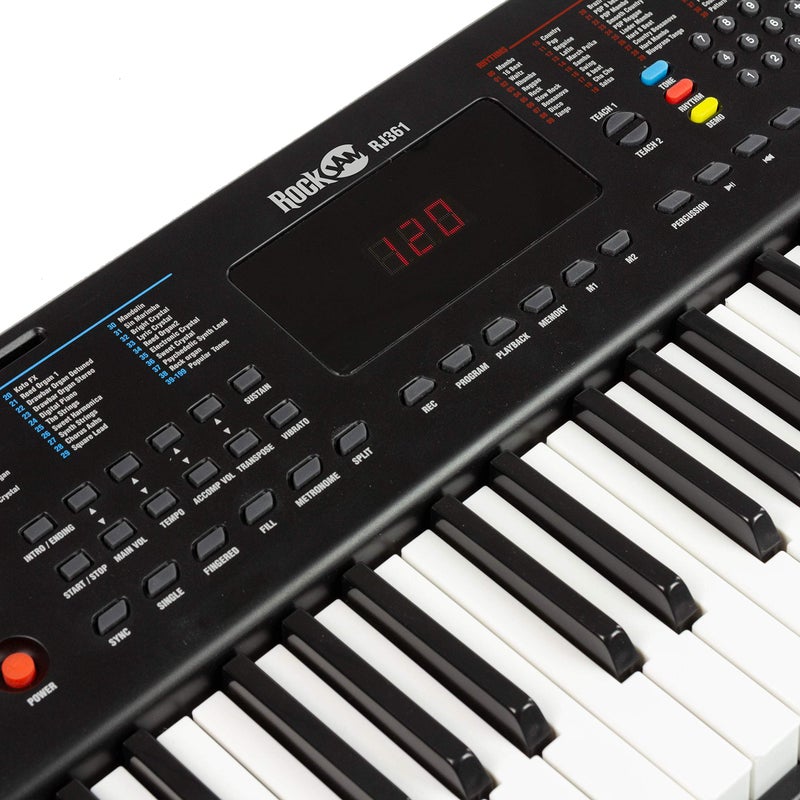 RockJam بيانو كهربائي مدمج بـ 61 مفتاح من روكجام مع شاشة LED، ملصقات مفاتيح ودروس - Image 4