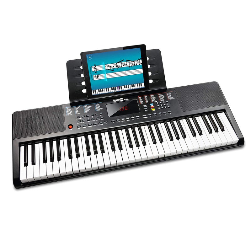 RockJam بيانو كهربائي مدمج بـ 61 مفتاح من روكجام مع شاشة LED، ملصقات مفاتيح ودروس - Image 1