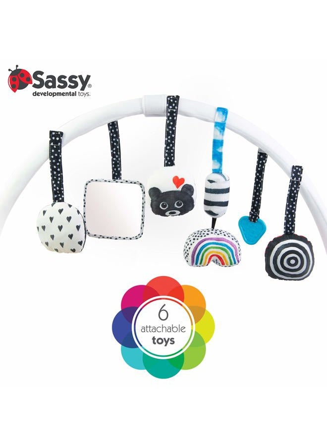 Sassy Stages STEM Developmental Play Gym, Sensory Tummy Time Activity Play Mat w/Built-in Instructions, Ultra Plush & Machine Washable Playmat for Babies & Toddlers, 0+ Months - Image 5