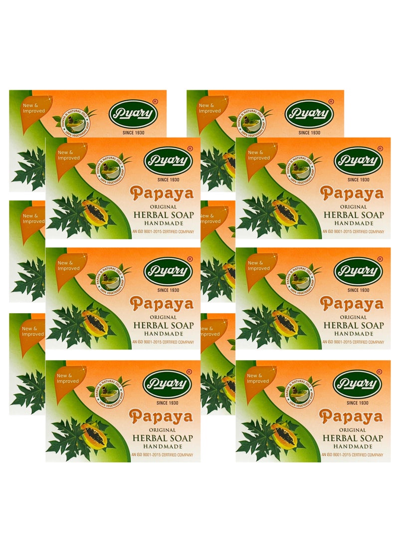 Pyary Pack Of 12 Papaya Original Herbal Soap Handmade - Image 1