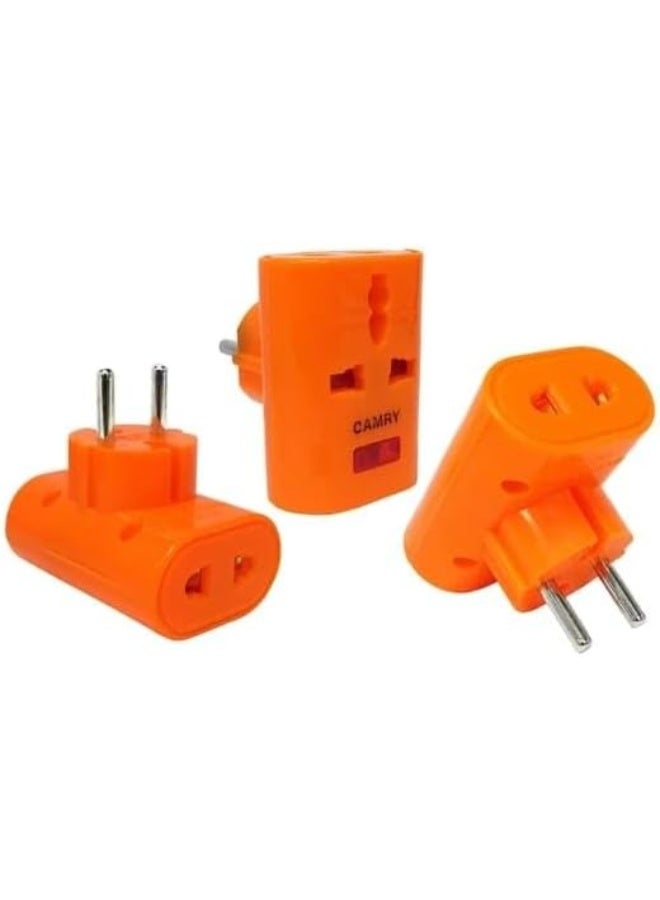 Socket Splitter (3 Pack) Wall Power Strip - 3 Outlets - LED Indicator - Orange - Image 2
