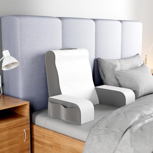 Kölbs Reading Pillow, Full Support Comfort Solid Foam, Back Cushion for Bed Sitting Up TV Book Gaming - Back Support Backrest Use on Mattress or Sofa (Grey/White, Tall) - Image 2
