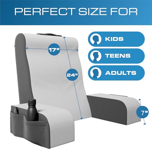Kölbs Reading Pillow, Full Support Comfort Solid Foam, Back Cushion for Bed Sitting Up TV Book Gaming - Back Support Backrest Use on Mattress or Sofa (Grey/White, Tall) - Image 5