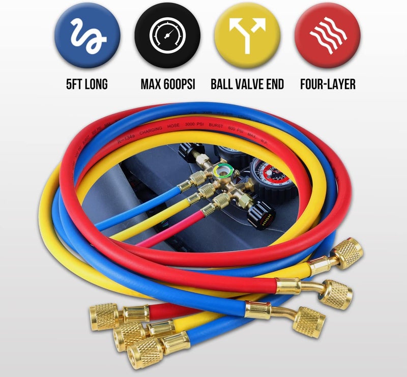 Lichamp مجموعة عدادات تكييف الهواء Lichamp مجموعة عدادات مانيفولد للتكييف R134a R22 R12 R502 محترف A302 - Image 5