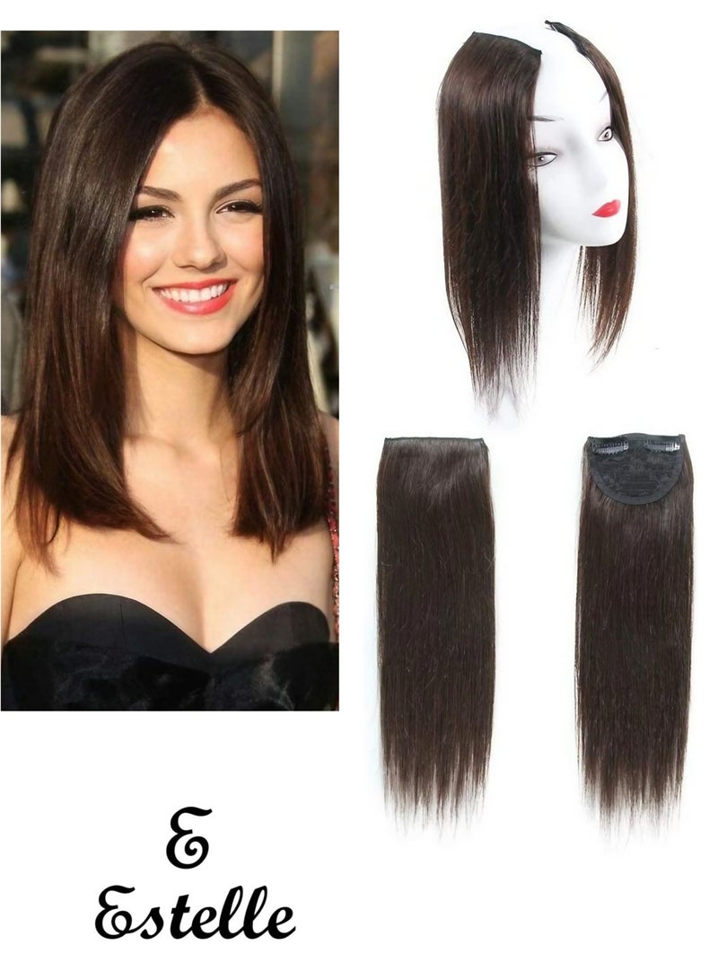 إستيل Estelle 2 قطعة مشبك شعر بشري بني داكن في وصلات شعر 14 بوصة ، قطعة شعر مستقيمة حوالي 25 جرام / قطعة ، إجمالي 50 جرام - Image 1