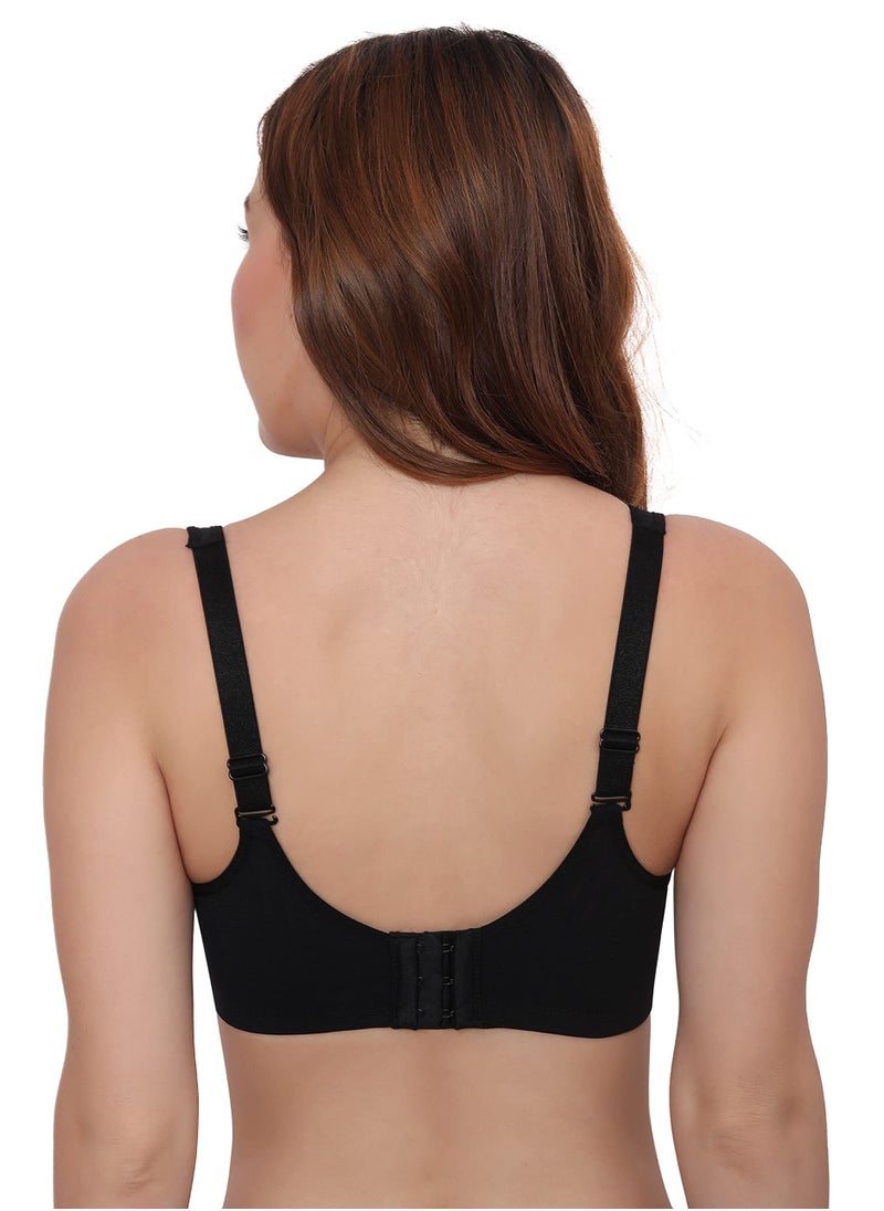Glamroot - Full Support Minimizer Everyday Bra for Women Full Coverage | Wireless| Padded With Seamless Soft Cups, Black, B-Cup - Image 1