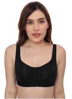 Full Support Minimizer Everyday Bra for Women Full Coverage | Wireless| Padded With Seamless Soft Cups, Black, B-Cup