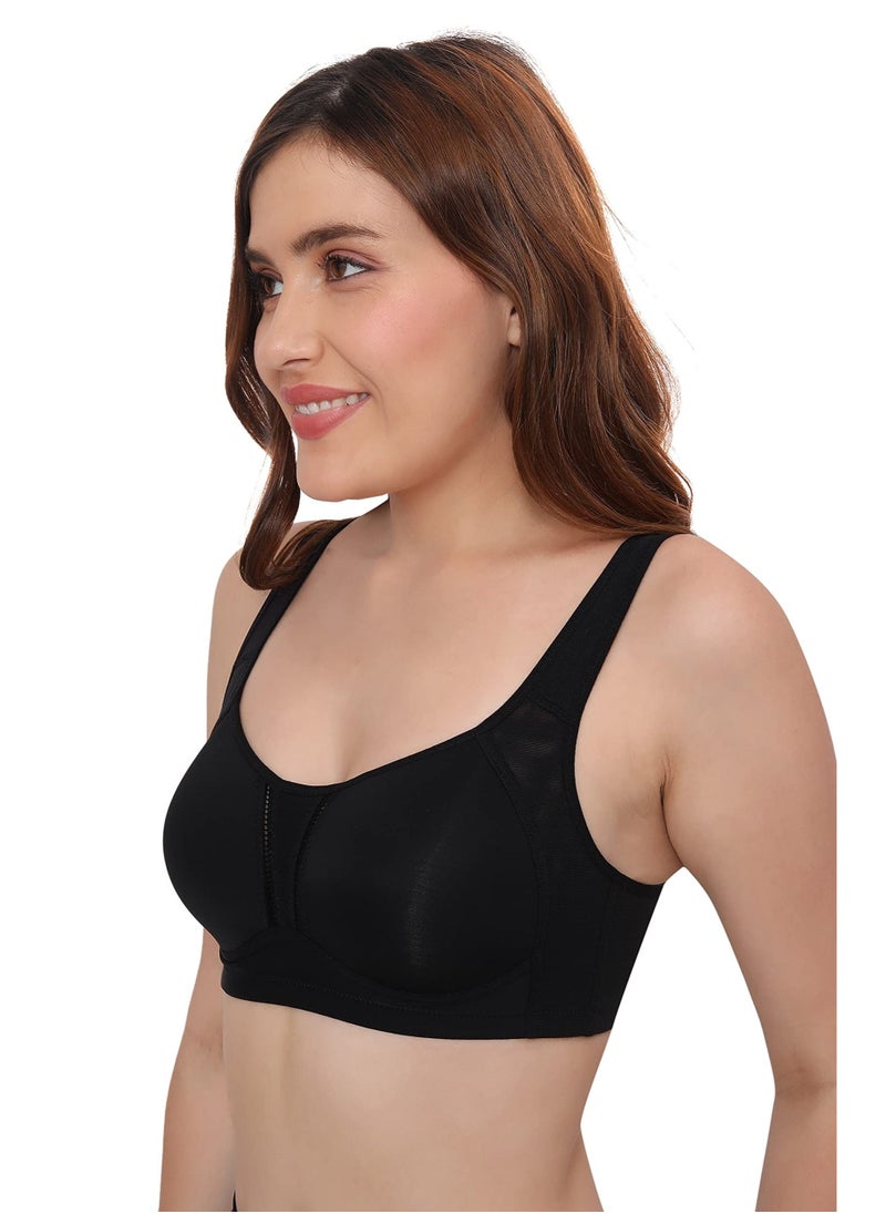 Glamroot - Full Support Minimizer Everyday Bra for Women Full Coverage | Wireless| Padded With Seamless Soft Cups, Black, B-Cup - Image 1
