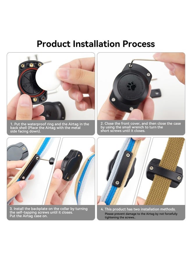 CITYWAY IPX8 Waterproof Airtag Dog Collar Holder [Metal Back Plate] Ultra-Durable Dog & Cat Collars Mount for AirTag, Suitable for All Widths of Collars (4 Pack)  - Image 5