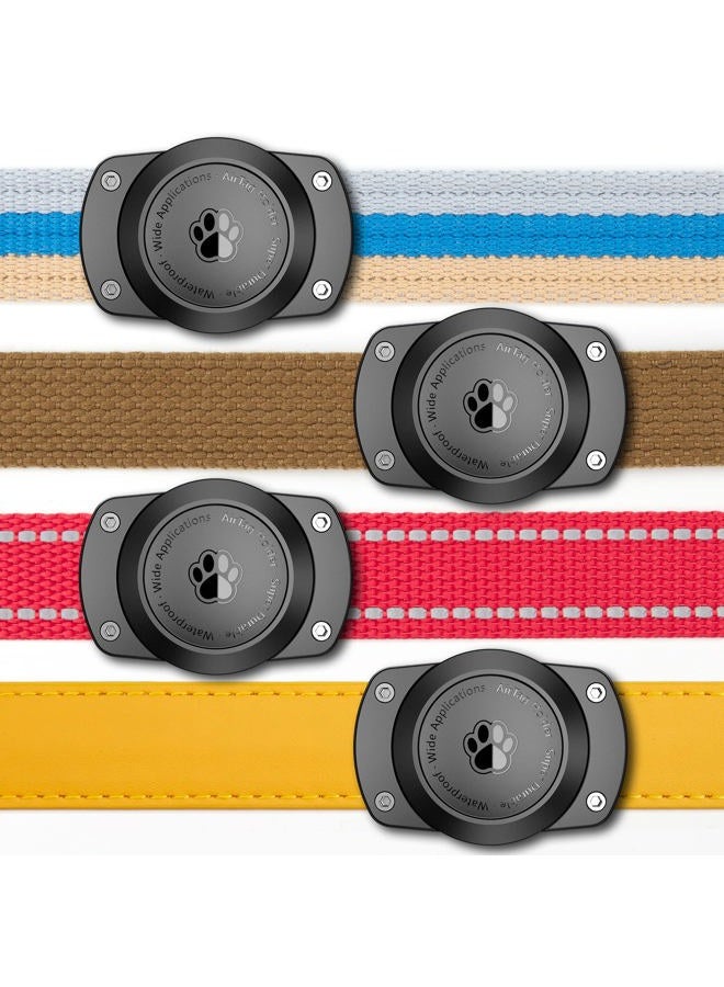CITYWAY IPX8 Waterproof Airtag Dog Collar Holder [Metal Back Plate] Ultra-Durable Dog & Cat Collars Mount for AirTag, Suitable for All Widths of Collars (4 Pack)  - Image 1