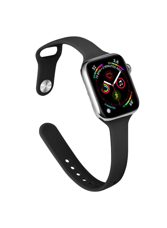 Replacement Strap Slimming Silicone Watch Band For Apple Watch Series 9&8&7 41mm / SE 3&SE 2&6&SE&5&4 40mm / 3&2&1 38mm Black
