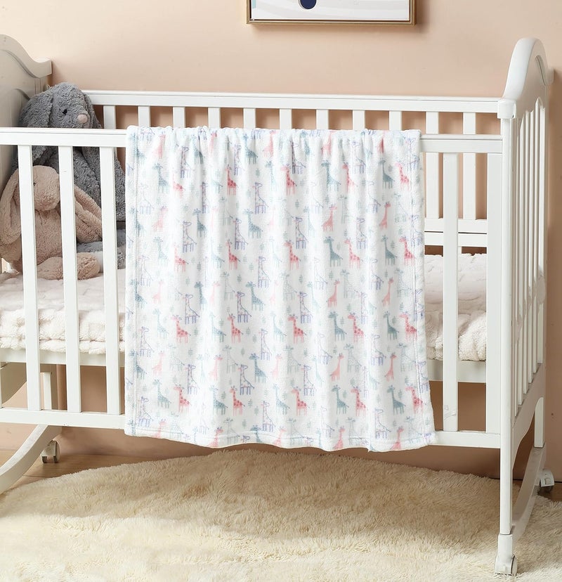 CREVENT Cute Silky Plush Baby Blanket for Girls & Boys Infants Toddlers Newborns Crib Cot Stroller, Giftable Suitable for All Season - Ivory Giraffe - Image 3