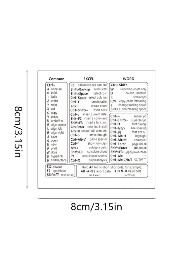 2pcs Black Base Shortcut Keyboard With Glare PVC Cover And Translucent Sheet For Excel Word Office Sheets - Image 3