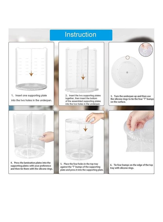 AS SEEN ON TV منظم أدراج تخزين مستحضرات التجميل الأكريليكي للحمام ومكان الزينة مع 4 أدراج دوارة 360 درجة 2 قطعة - Image 4